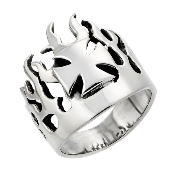 Maltese Cross Flame Ring