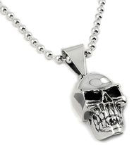 Sterling Silver Medium Skull and 5mm Beaded Chain