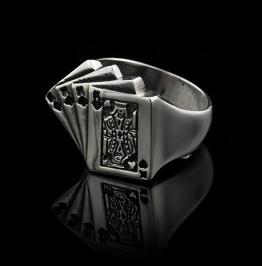 Sterling Silver Four Kings Ring