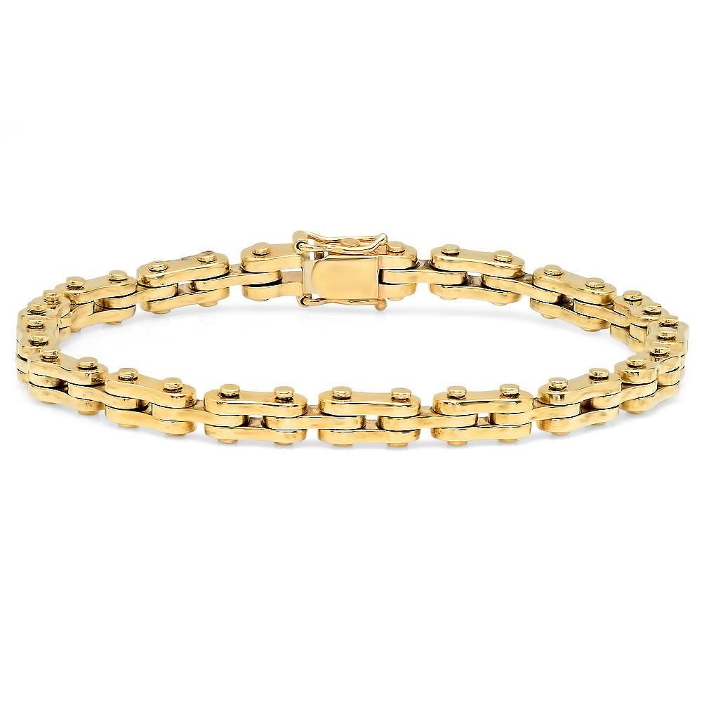 Small 14K Gold Motorcycle Link Bracelet