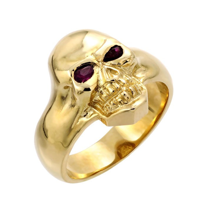 14K Yellow Gold Ring With Garnet Eyes