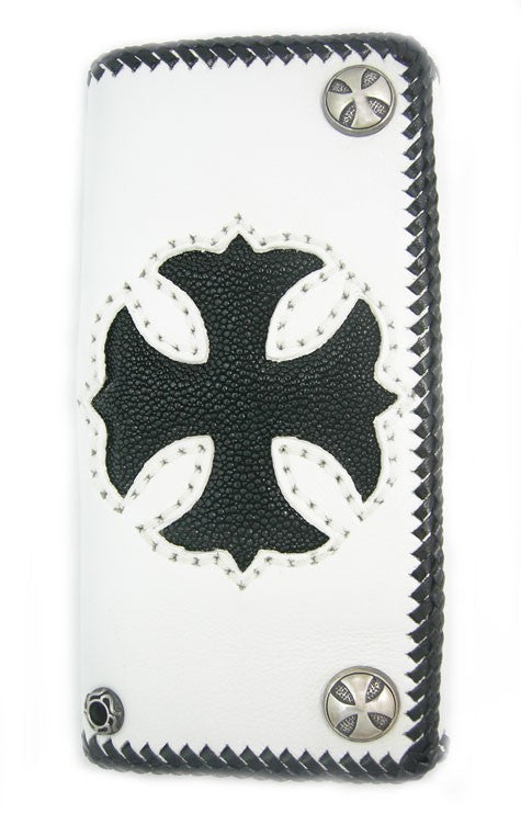 White Leather And Stingray Wallet