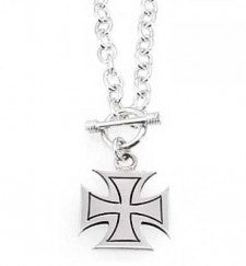 Sterling Silver Maltese Cross Necklace (In-Line)