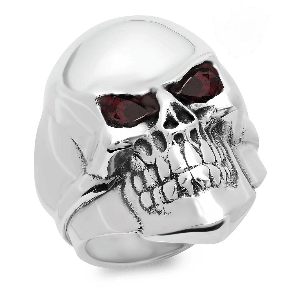 Rockstar Skull Ring With Garnets