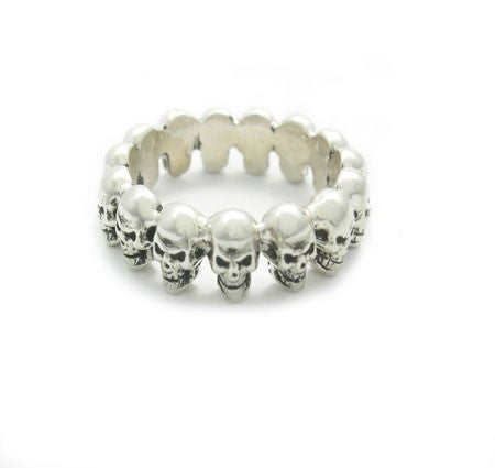 Small Skull Heads Band Ring
