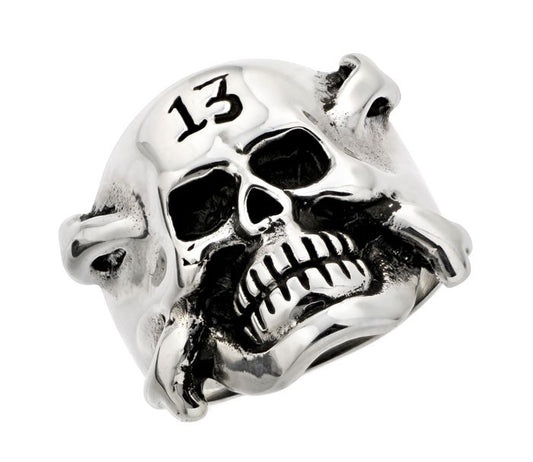 Lucky 13 Crossbone Skull Ring