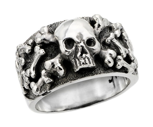 Skull And Scattered Bones Ring