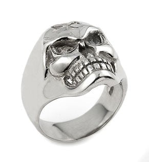 14K White Gold Wicked Skull Ring