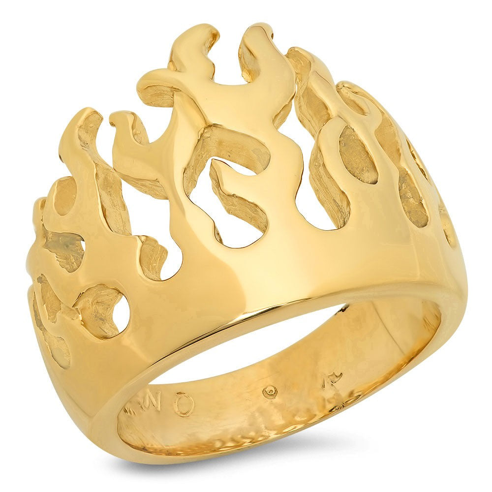 14K Gold Large Flame Ring