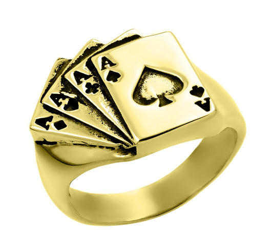 14K Gold 4 Aces Ring