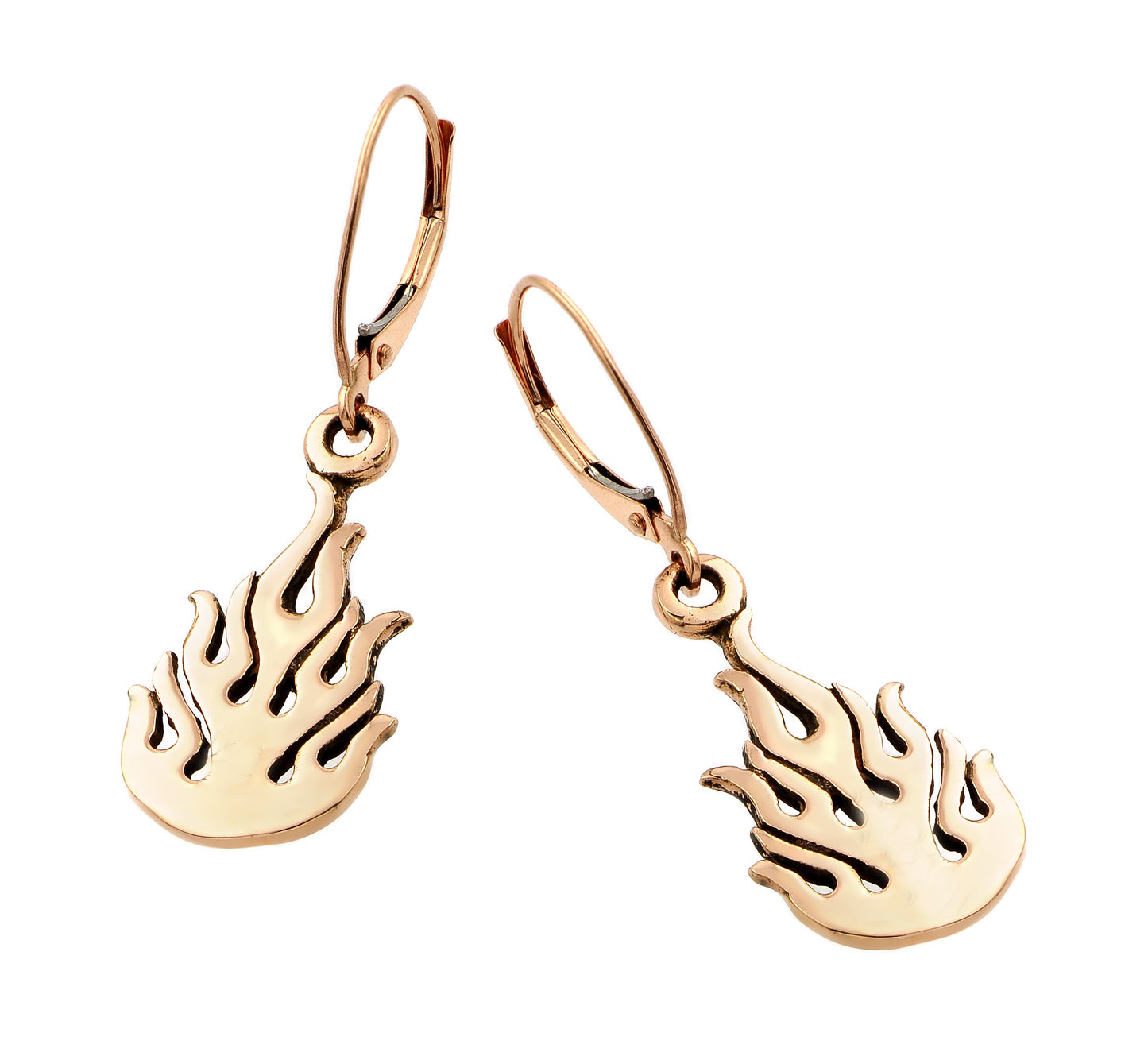 14K Rose Gold Flame Earrings