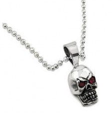 Sterling Silver Skull And Red Eyes