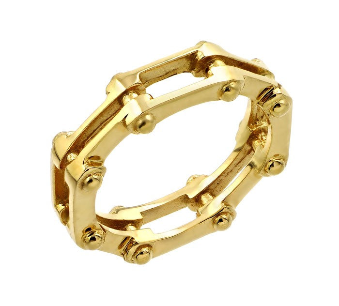 14K Gold Motorcycle Chain Link  Ring