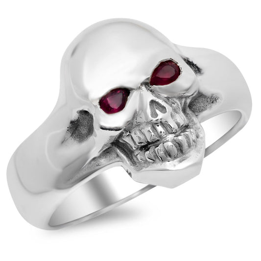 14K White Gold Ring With Garnet Eyes