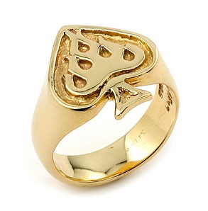 14K Gold Ace Flame Ring