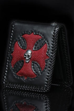 Leather and Stingray Skull Wallet